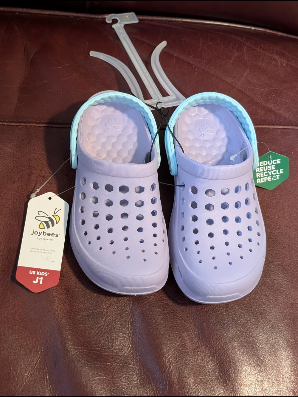 Kids' Lavender Slip-On Sandal with Blue Heel Strap Joybees Size J1 NWT